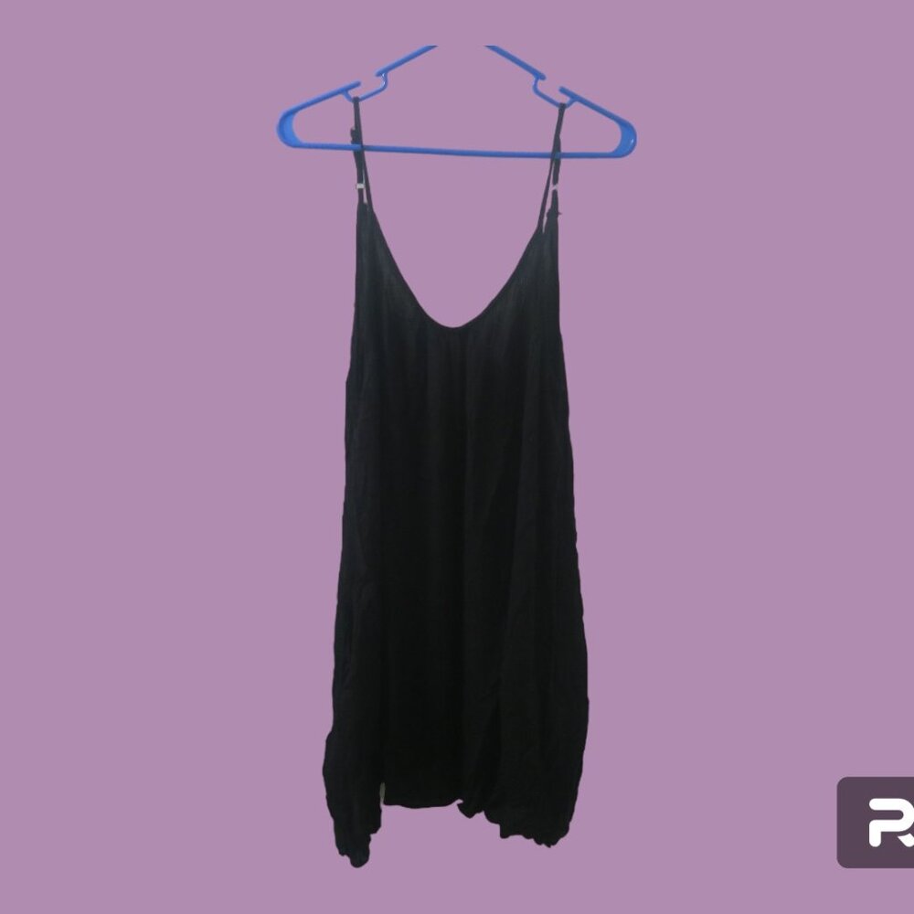 Elan light weight tank spaghetti strap top blouse shirt in black side medium
